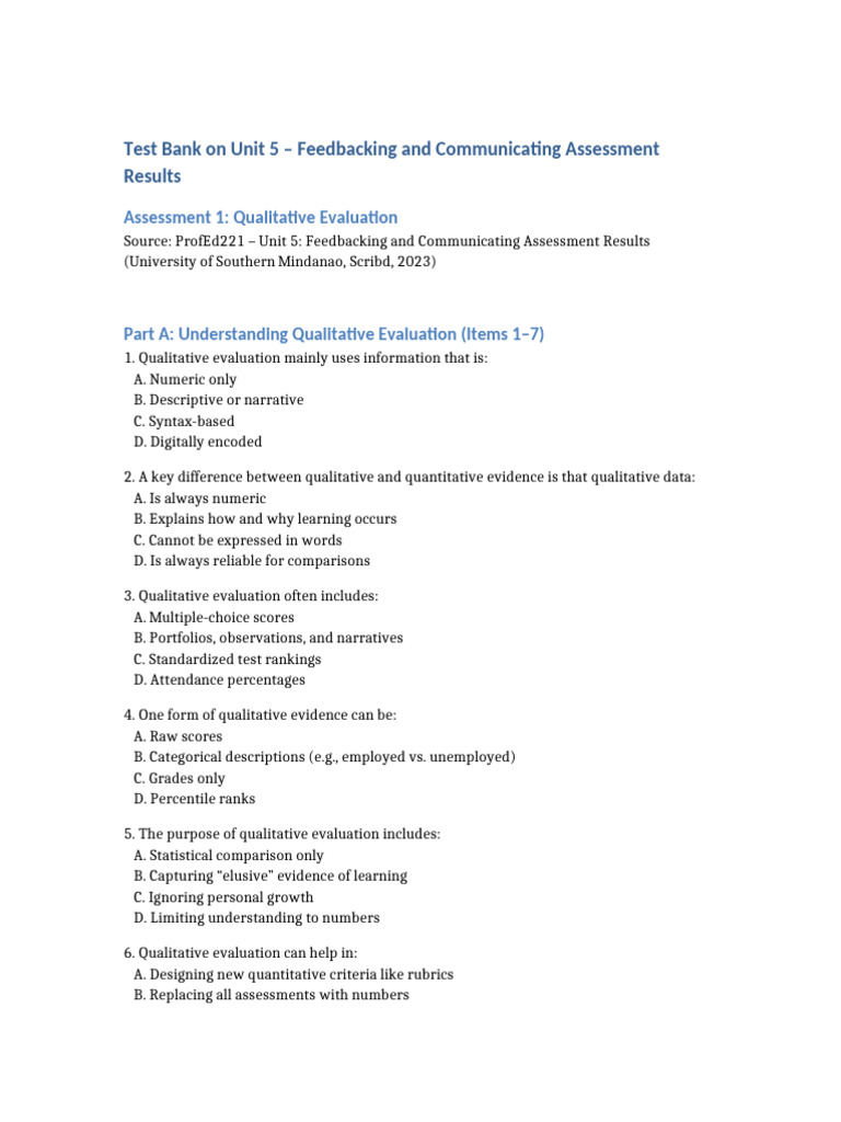 Qualitative Evaluation and Feedback Guide | PDF | Educational ...