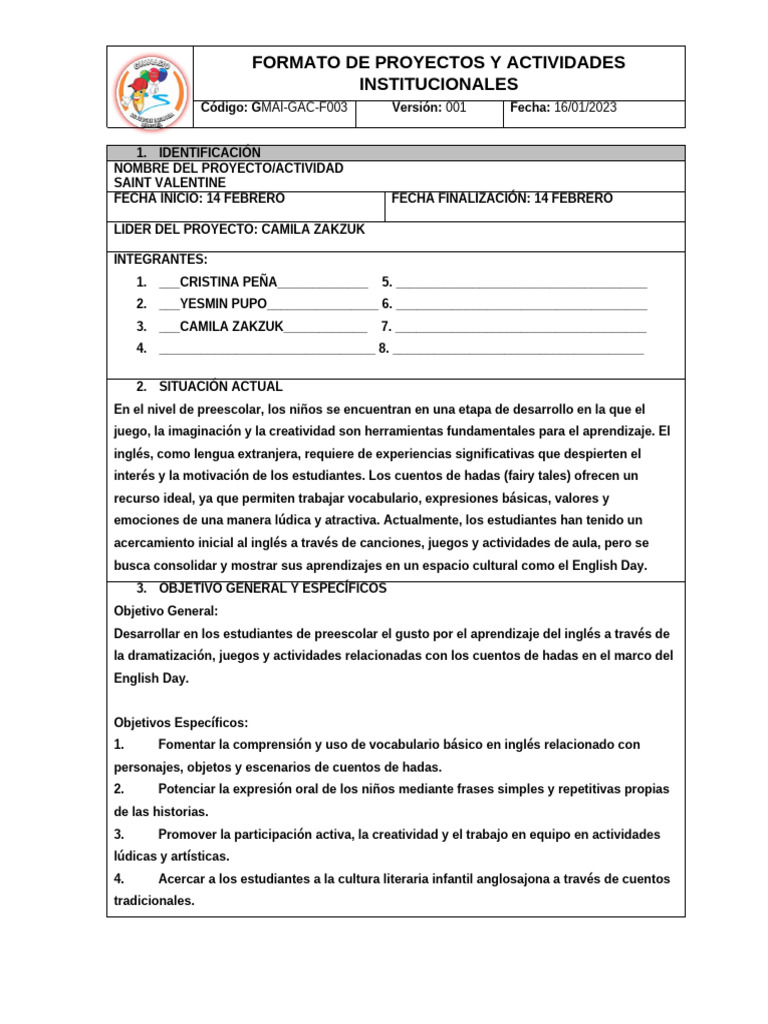 Gmai-Gac-F003 Formato de Proyecto y Actividades Institucionales (1) St ...