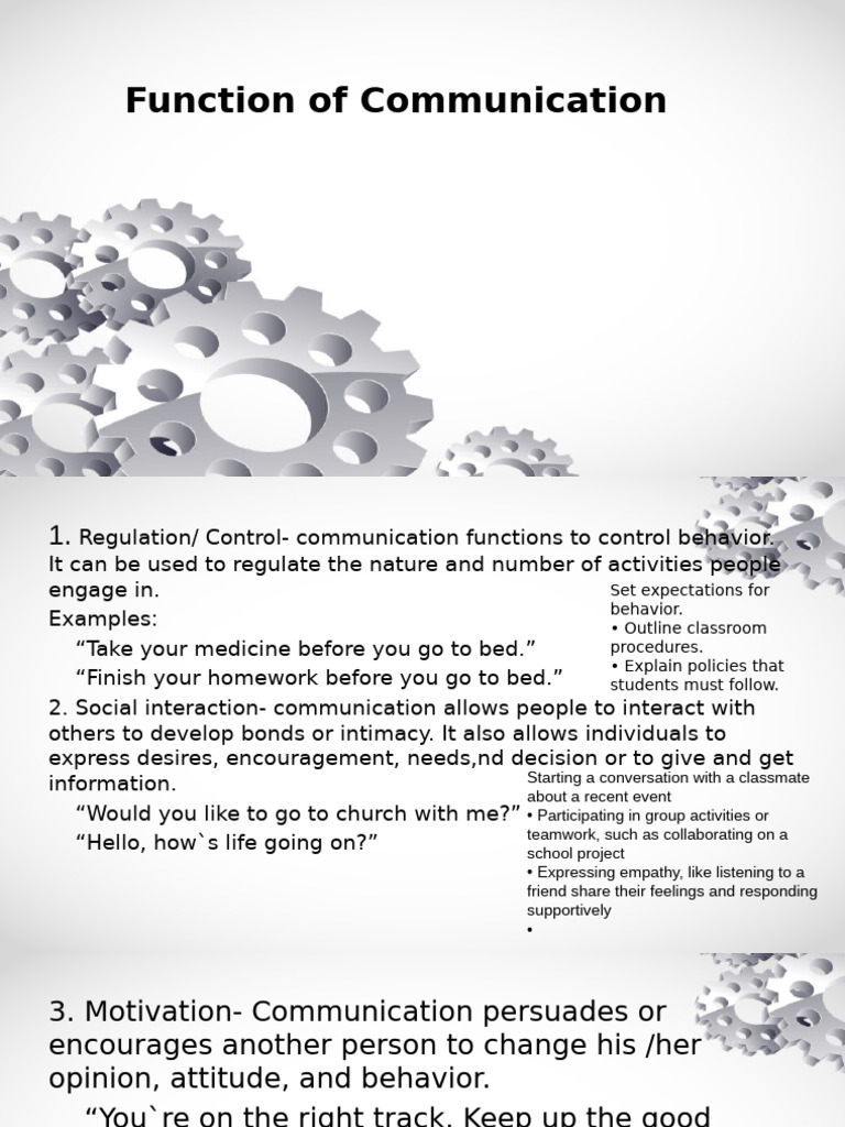 Functions of Communication Explained | PDF | Communication | Psychology