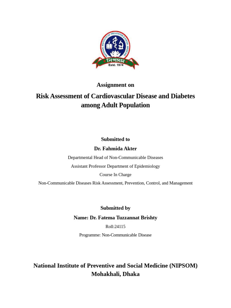 Risk Assessment of Cardiovascular Disease and Diabetes Among Adult ...