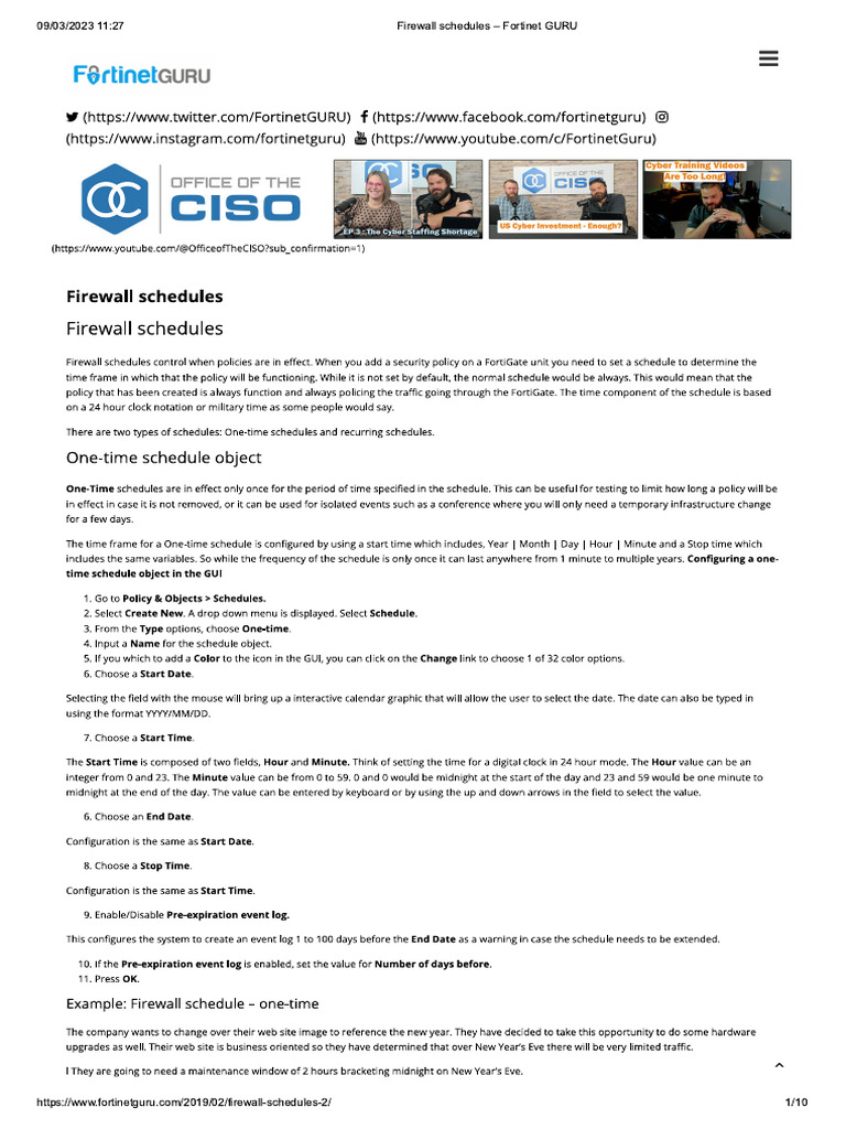 Firewall Schedules - Fortinet GURU | PDF | Information Technology ...