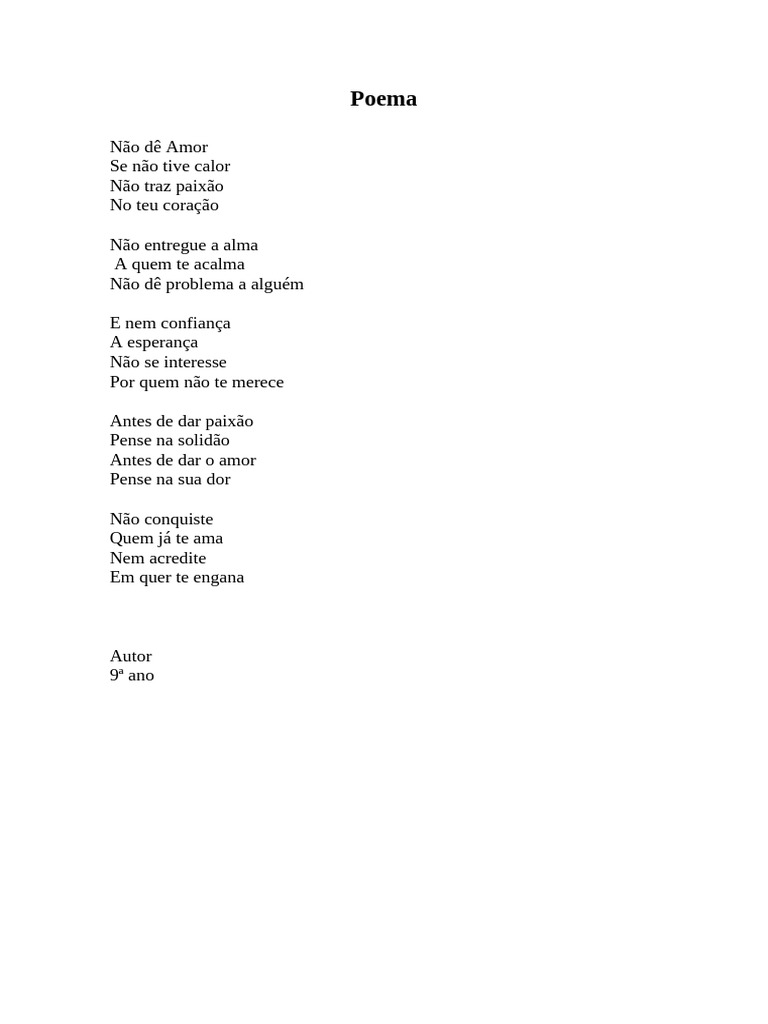 Poema sobre Amor e Desilusão | PDF