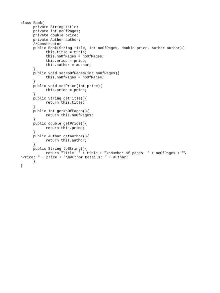 Java Book Class Implementation | PDF