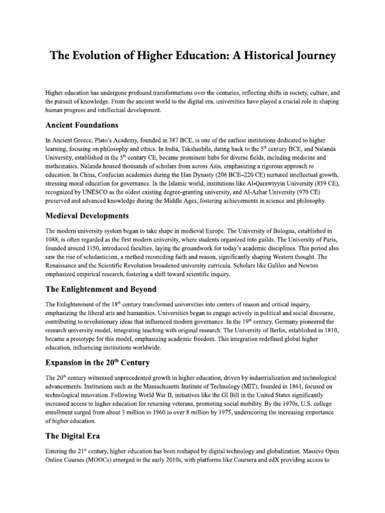 The Evolution of Higher Education | PDF