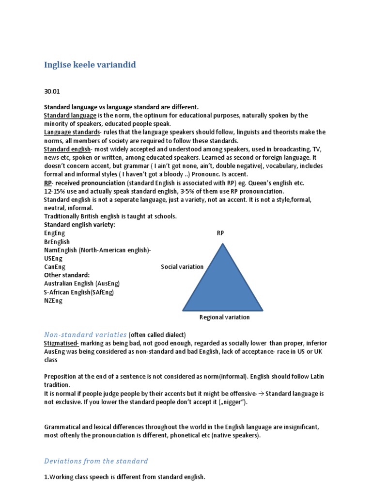 Variants of English Language Explained | PDF | English Language ...