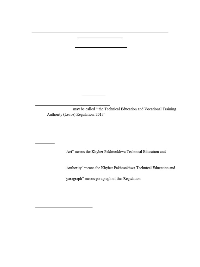 KP TEVTA Leave Regulation 2015 | PDF | Employment | Justice