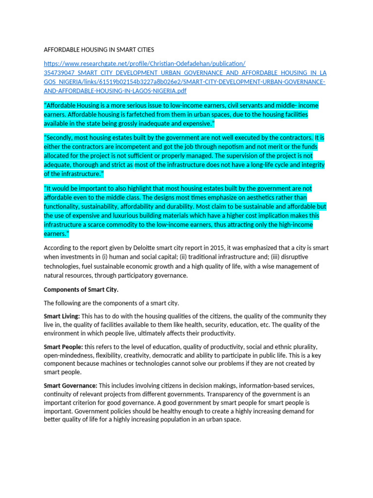 Affordable Housing in Smart Cities | PDF | Sustainability | Affordable ...