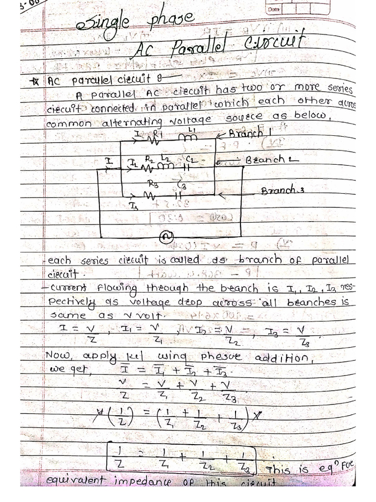 Single Phase AC Parallel Circuit | PDF