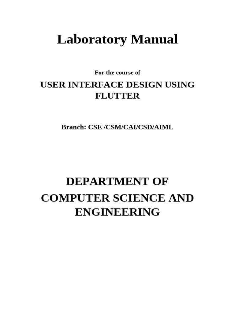 Flutter UI Design Laboratory Manual | PDF | Integrated Development ...