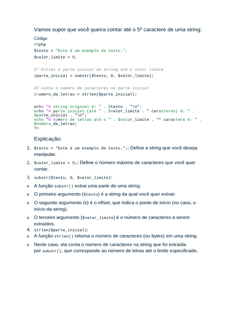 Contando Caracteres em Strings PHP | PDF | Informática | Programação de ...