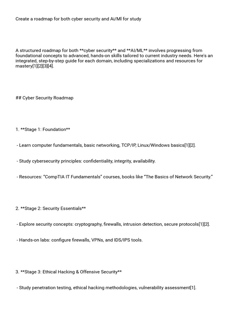 Cyber Security and AI/ML Roadmap Guide | PDF | Security | Computer Security