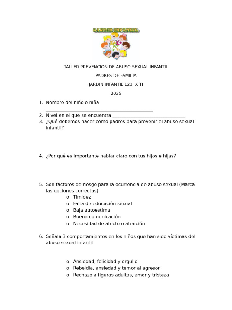 Taller Prevencion de Abuso Sexual Infantil | PDF