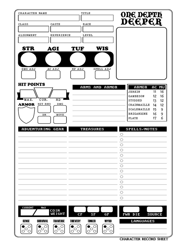 Character Record Sheet Template | PDF