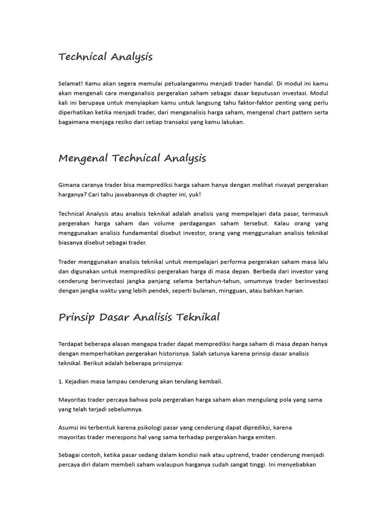 Analisis Teknikal untuk Trader Saham | PDF