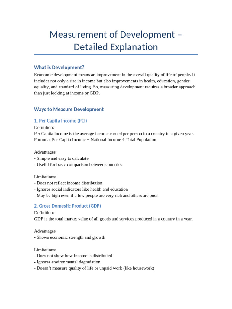 Measuring Development: Key Indicators Explained | PDF | Gross Domestic ...