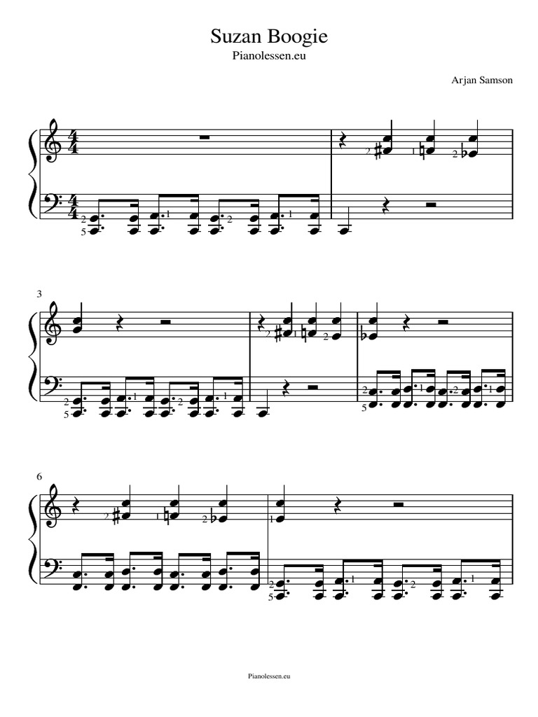 Suzan Boogie Woogie in C Easy Piano Riff Basic Boogie | PDF