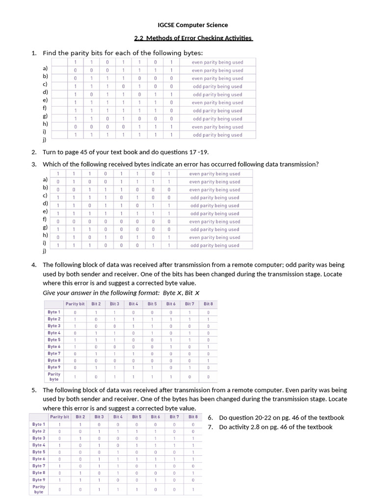 Error Checking in Data Transmission | PDF