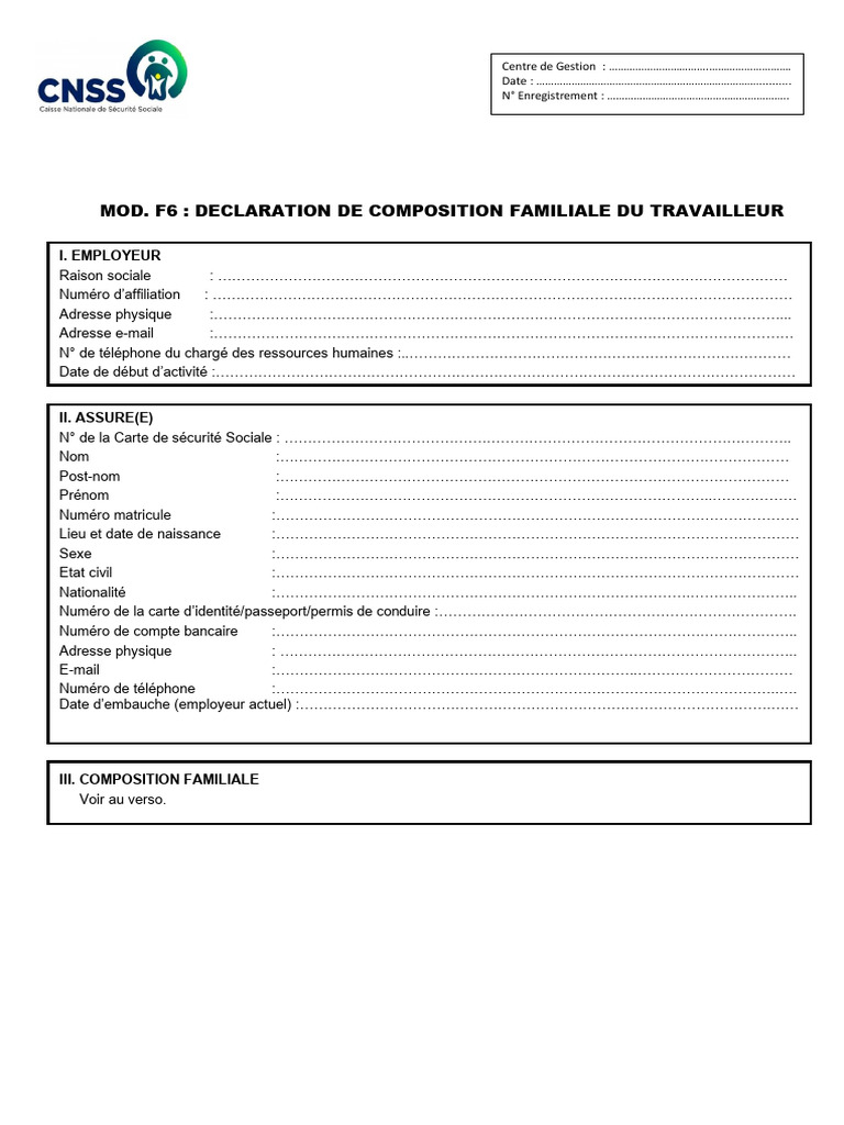 Déclaration de Composition Familiale | PDF