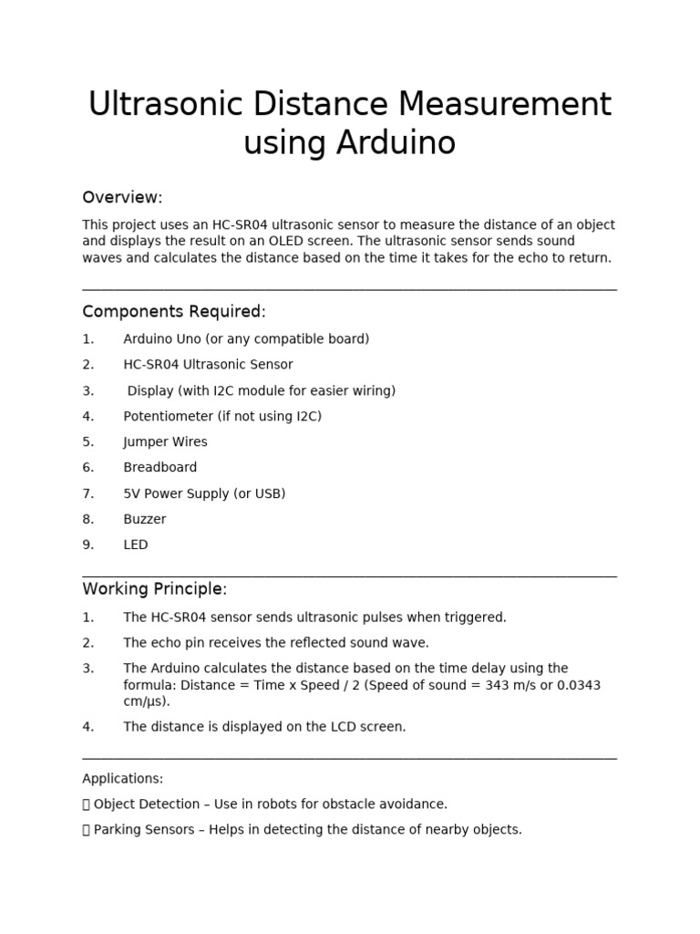 Ultrasonic Distance Measurement using Arduino NEW | PDF