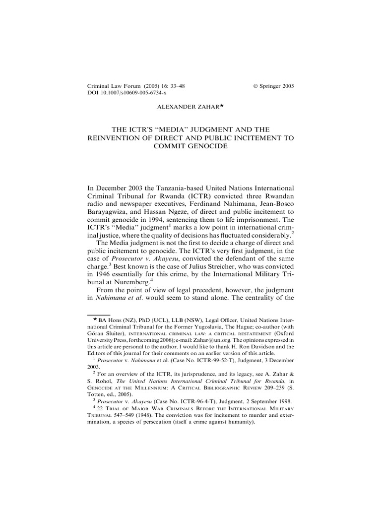 ICTR Media Judgment on Genocide Incitement | PDF | Hutu | Rwanda