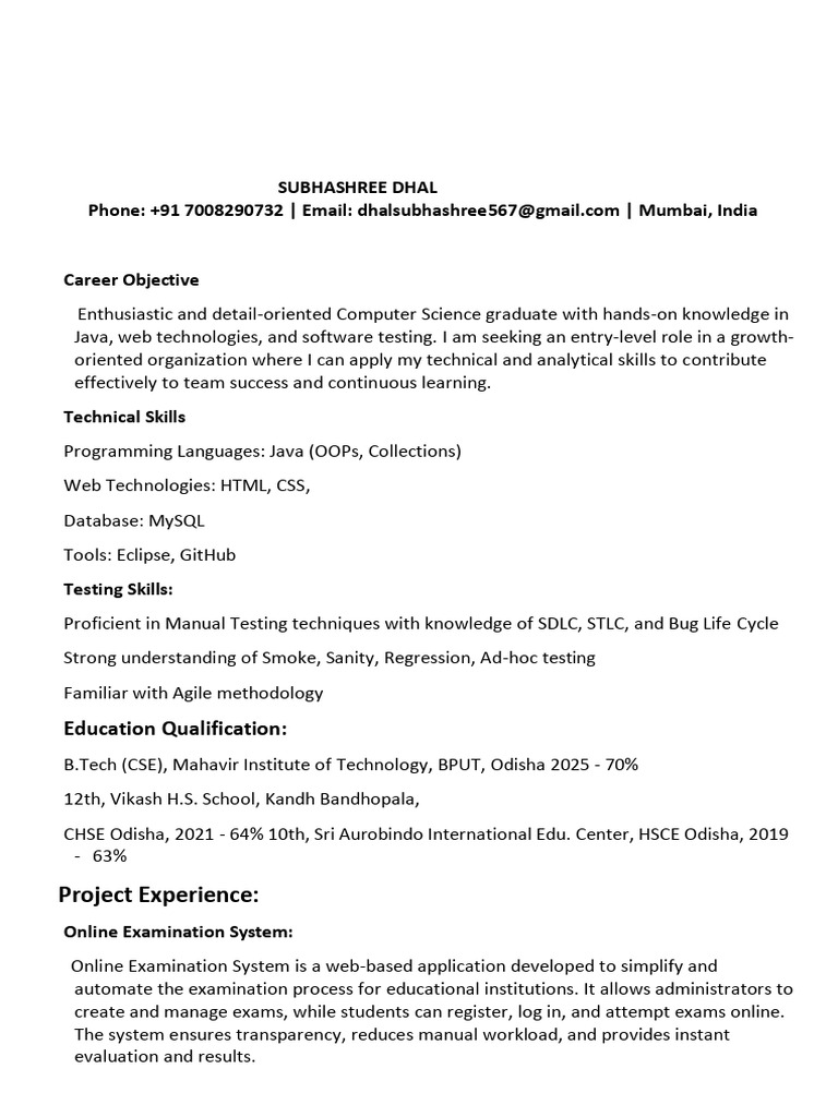 Entry-Level Java Developer Resume | PDF | Databases | Computing