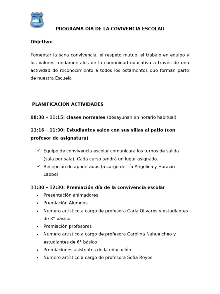 Día de la Convivencia Escolar 2023 | PDF