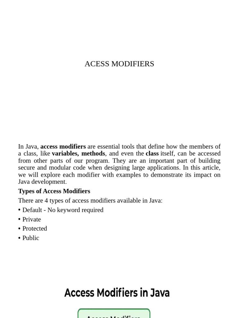 Java Access Modifiers Explained | PDF