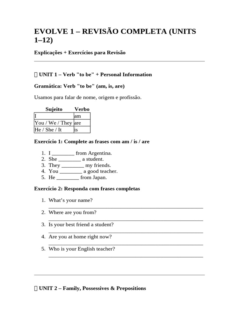 Complete English Review: Units 1-12 | PDF | Languages | Foreign ...