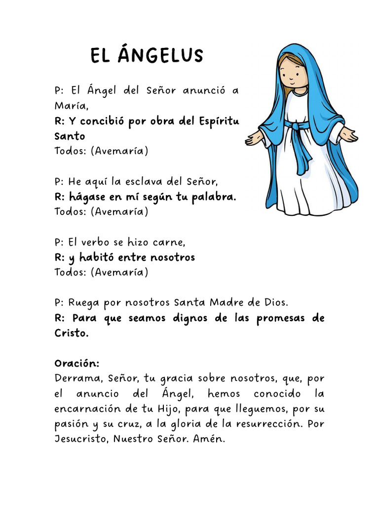 Oración del Ángelus para Niños | PDF | Oración Cristiana | Teología