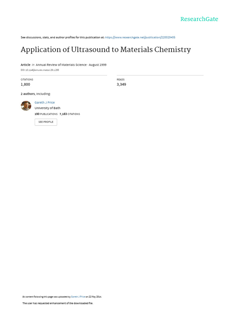 Ultrasound Applications in Materials Chemistry | PDF | Polymers ...