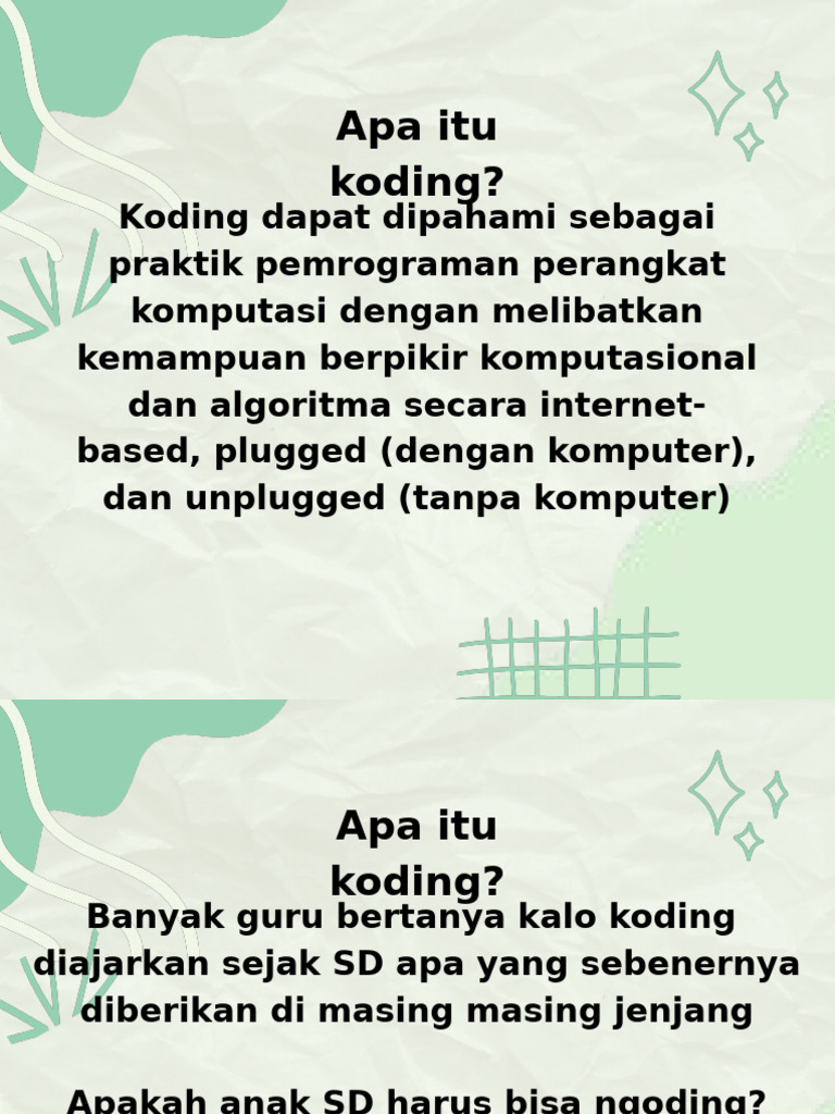 Koding untuk Pendidikan SD: Dasar dan Pendekatan | PDF