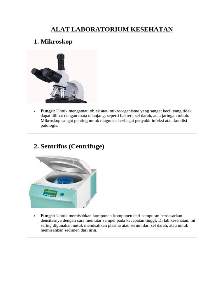 Alat Laboratorium Kesehatan Penting | PDF