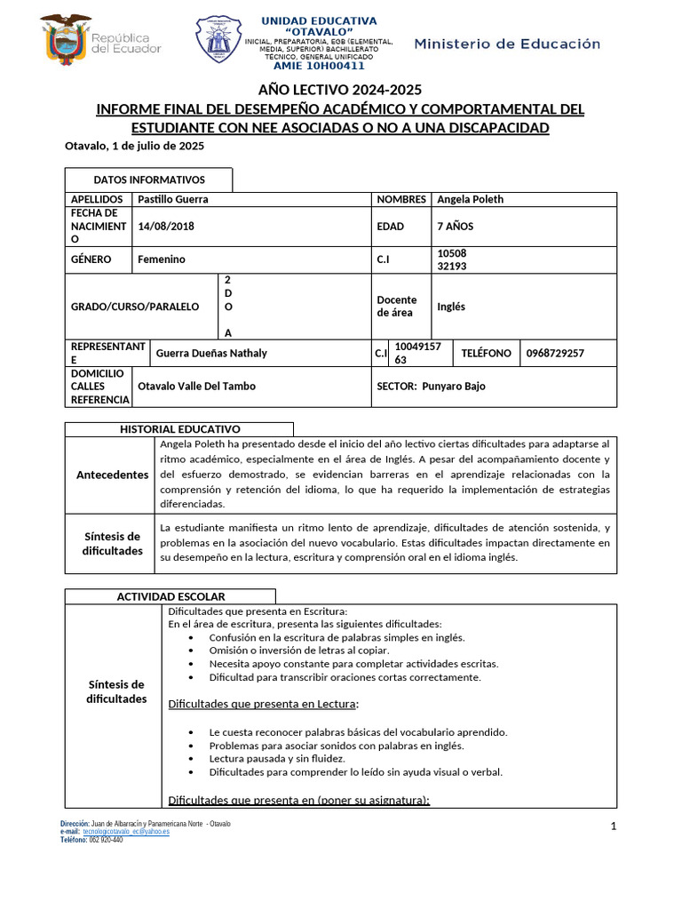 Informe Final 2do A | PDF | Aprendizaje | Plan de estudios