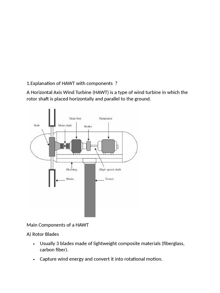 HAWT and VAWT Wind Turbine Components | PDF | Wind Turbine | Turbine