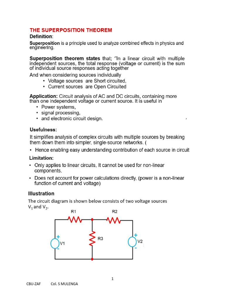 Circuit Theorems - Superposition | PDF