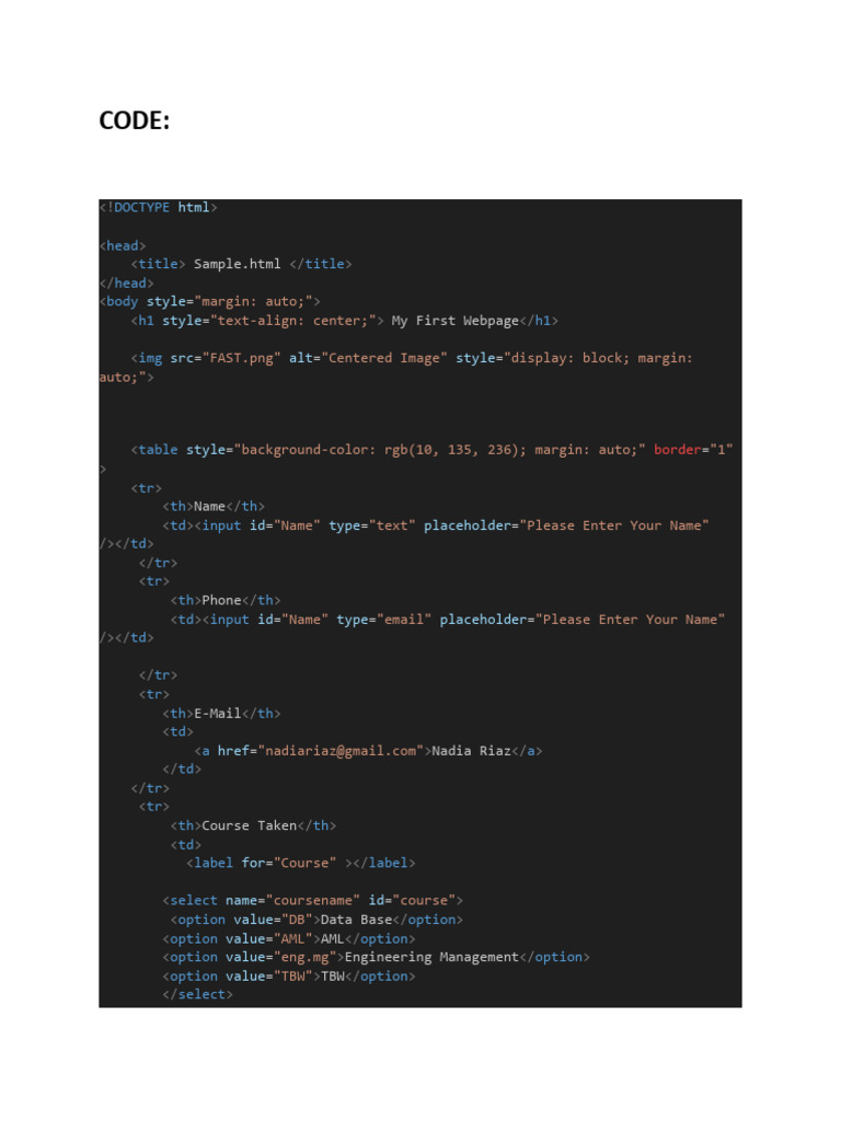 Webpage for Database Course Enrollment | PDF