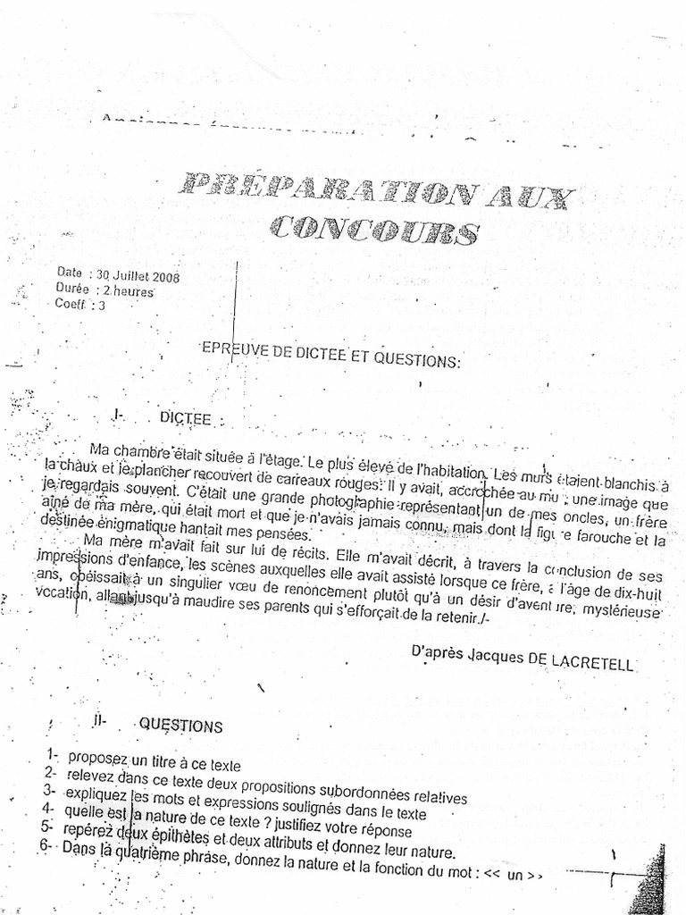 Dictée Et Comprehension 2008 | PDF