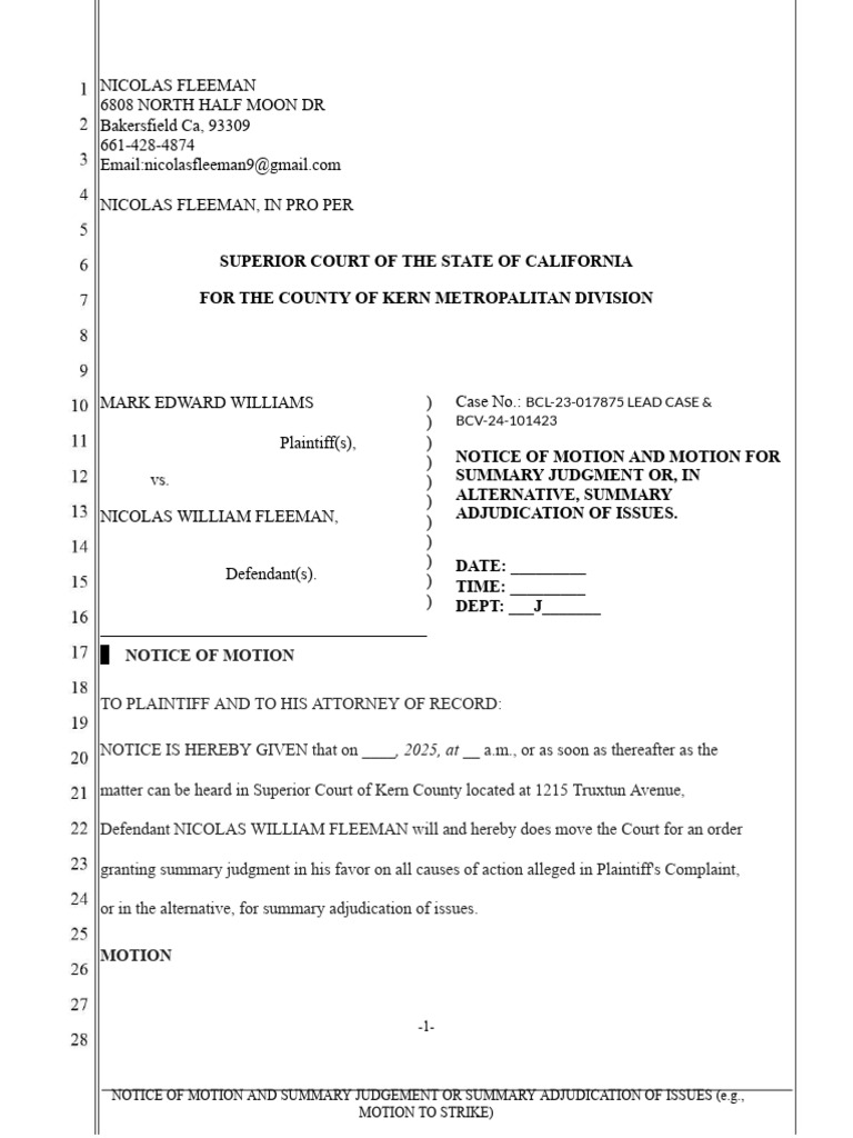 Motion for Summary Judgment in Fraud Case | PDF | Summary Judgment ...