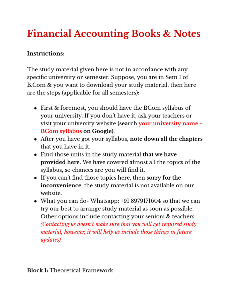 Financial Accounting Study Materials Guide | PDF | Accounting