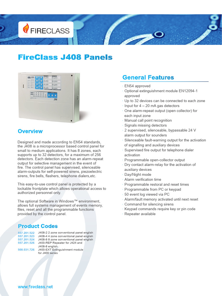 FireClass J408 Control Panel Overview | PDF | Electronics | Computer ...