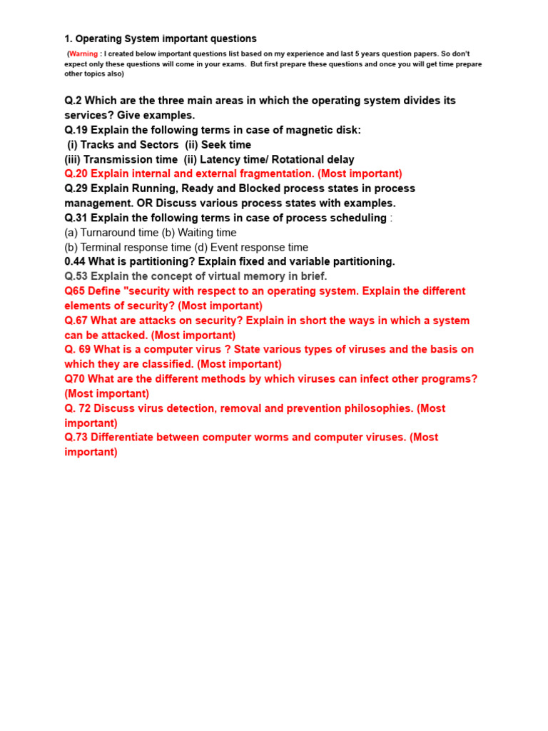 Operating System IMP | PDF