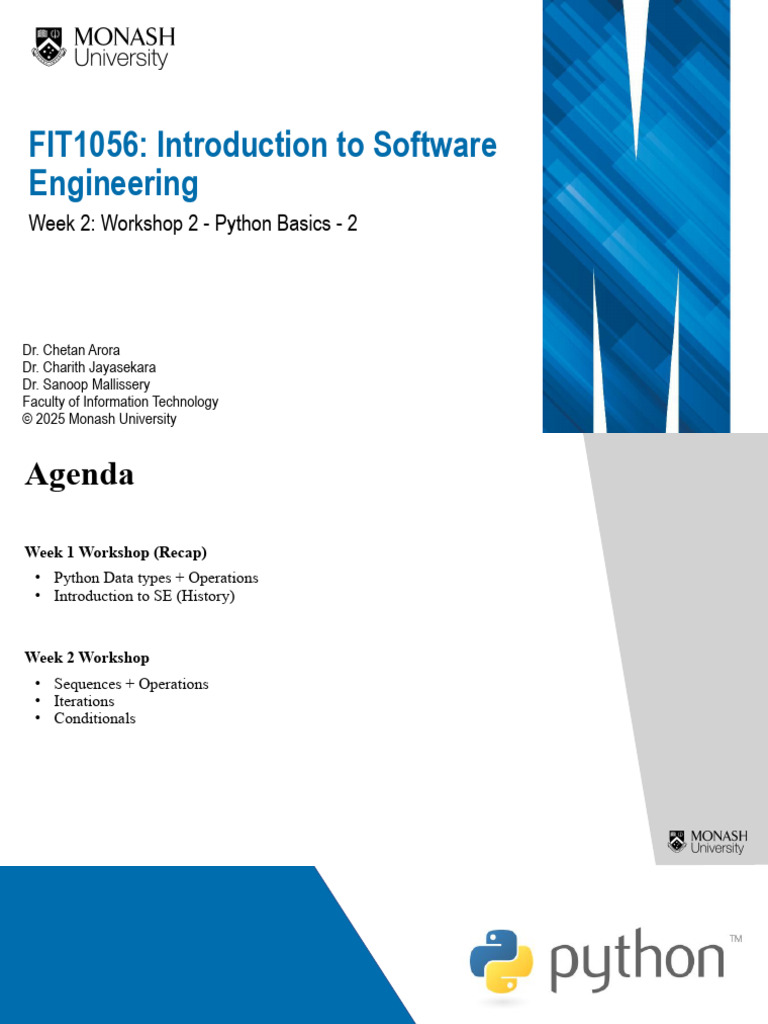 Python Basics for FIT1056 Workshop | PDF | Control Flow | String ...