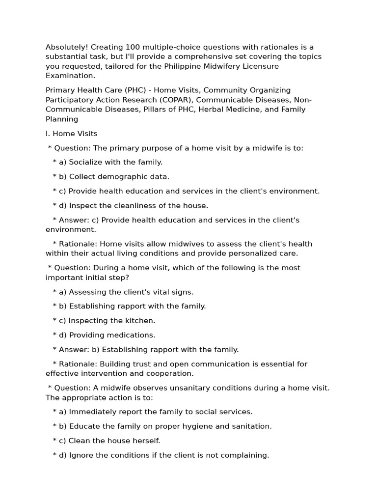 100 Midwifery Exam Questions & Rationales | PDF | Birth Control | Non ...