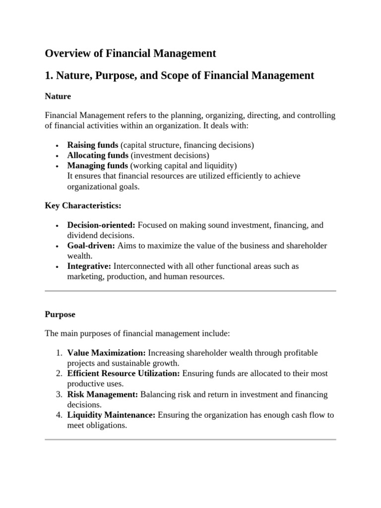 Financial Management Overview and Functions | PDF | Investing | Dividend