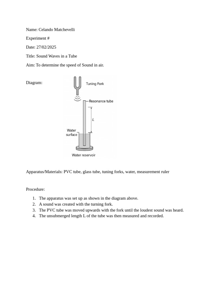 Speed of Sound in Air Experiment | PDF | Waves | Sound