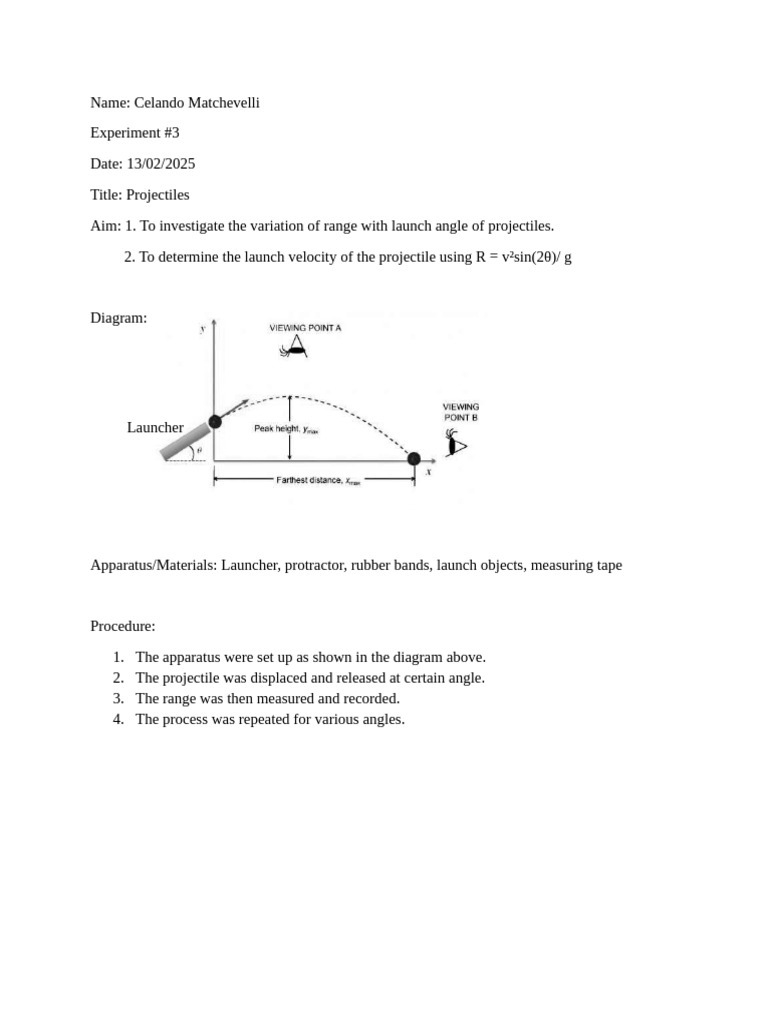 Projectiles Lab | PDF | Projectiles | Flight