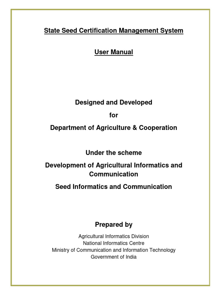 Seed Certification Management Manual | PDF | Sowing | Certification