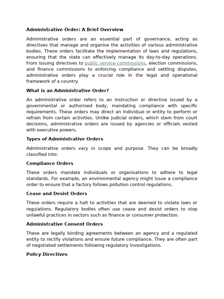 Understanding Administrative Orders | PDF | Regulatory Compliance ...