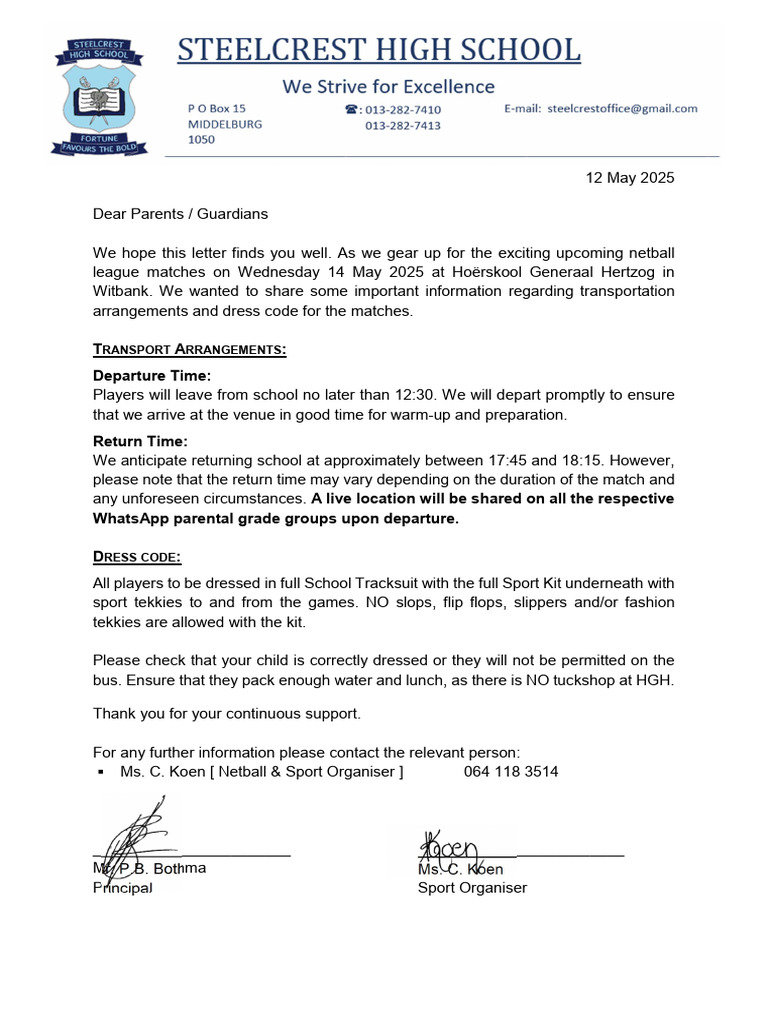 Bus Letter 14 May HGH | PDF