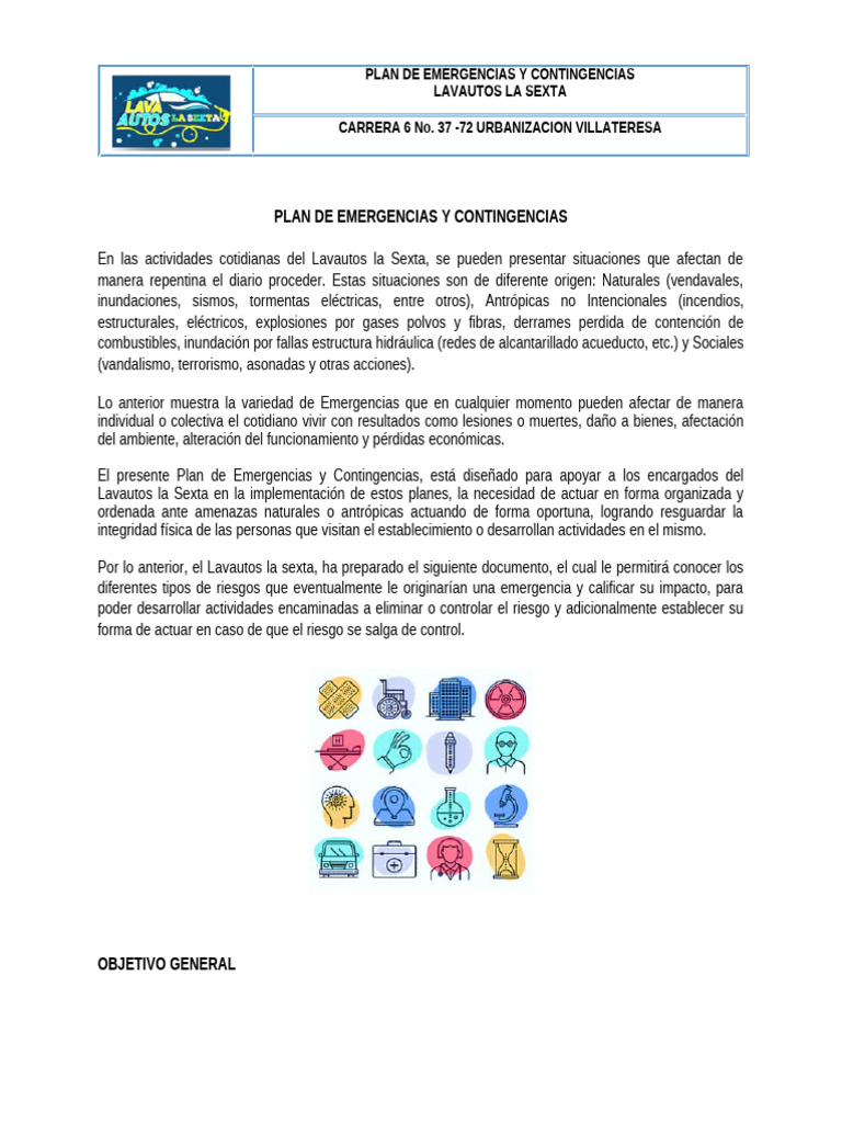 Plan de Emergencias | PDF | Riesgo | Seguridad y salud ocupacional